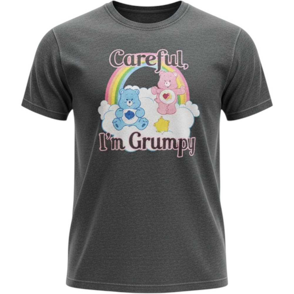 Care Bears Careful I'm Grumpy Graphic Tee Charcoal Gray Medium